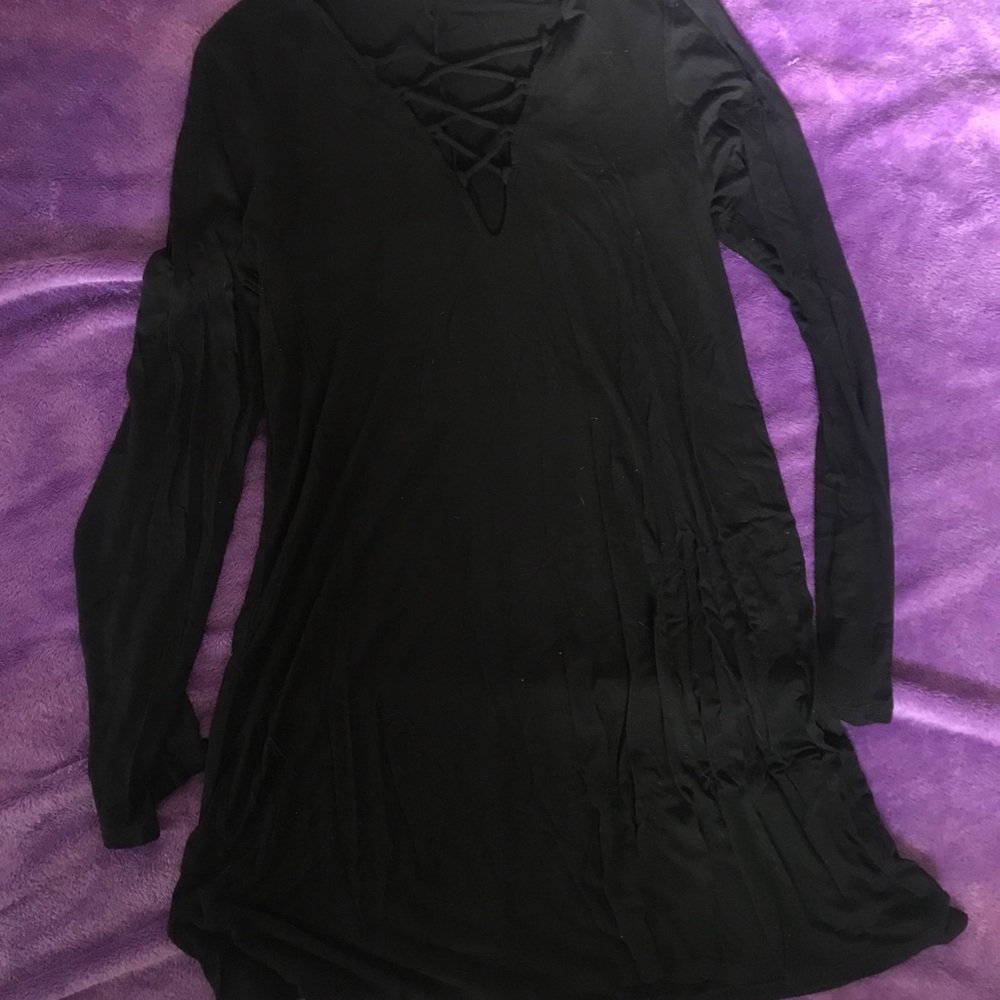 Lace up Black dress